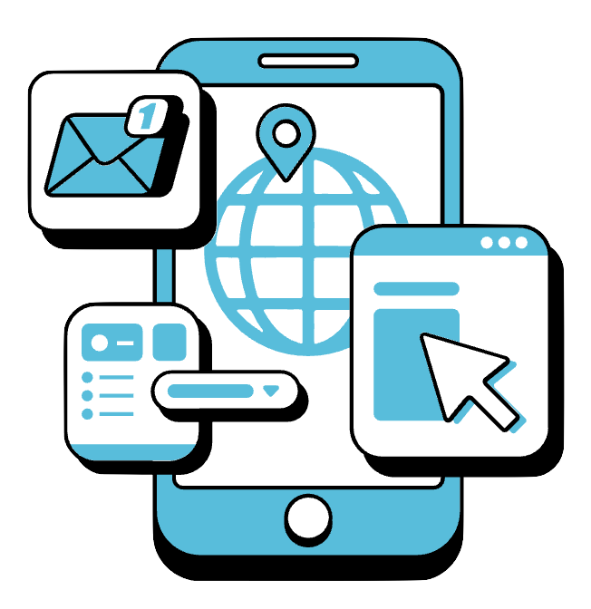 cellulare-con-sito-e-riferimenti Immagine di un cellulare con sito aziendale e mail con notifica